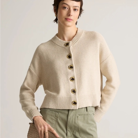 Quince 100% Organic Cotton Cropped Cardigan Size XL - Picture 1 of 8